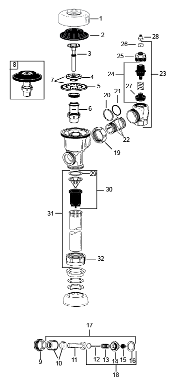 flushometer parts diagram