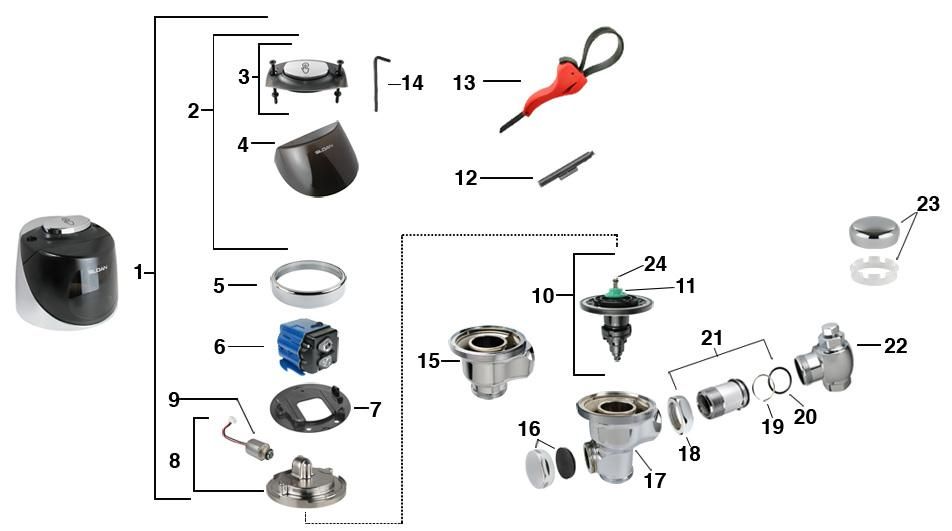 flushometer parts diagram