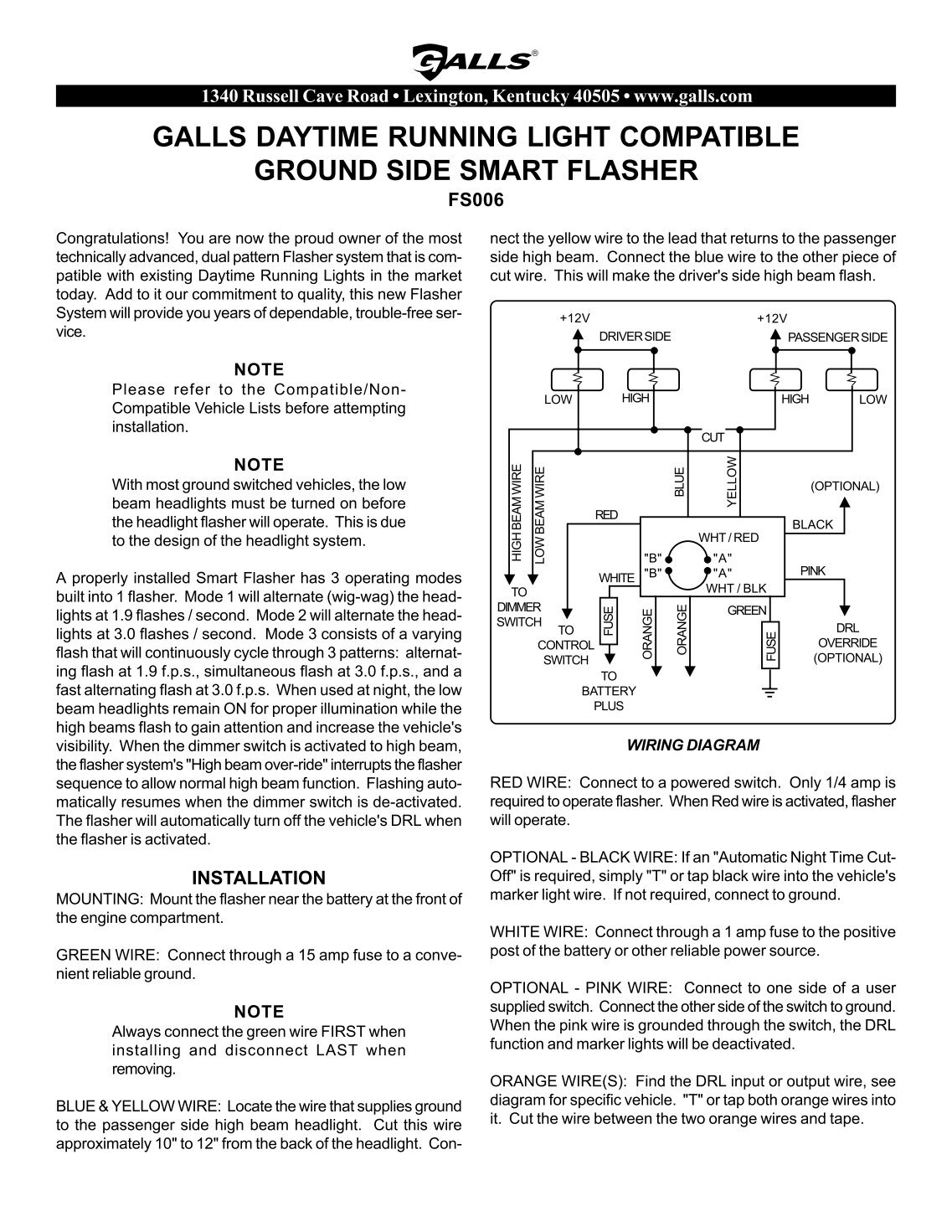 Galls Street Thunder Wiring Diagram St240