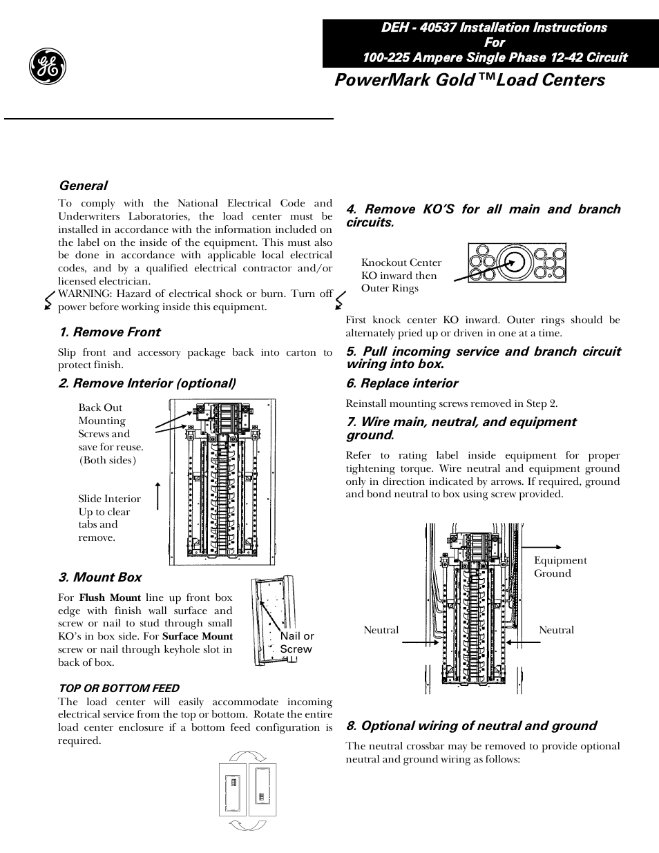 ge powermark gold load center wiring diagram