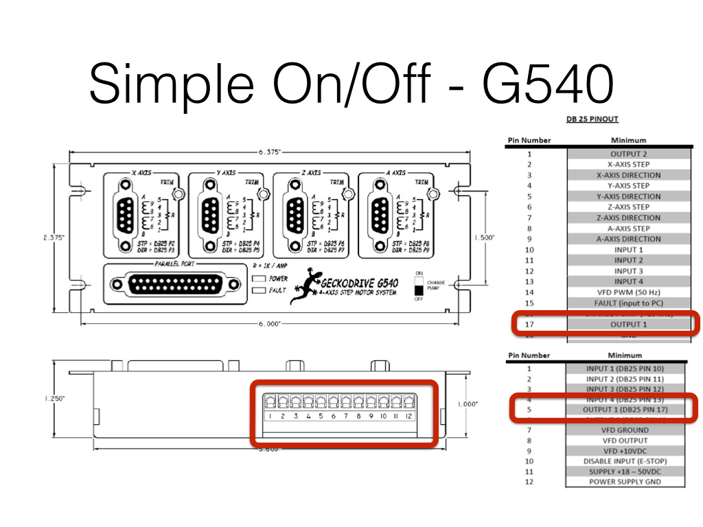 gecko g540 relay wiring for router