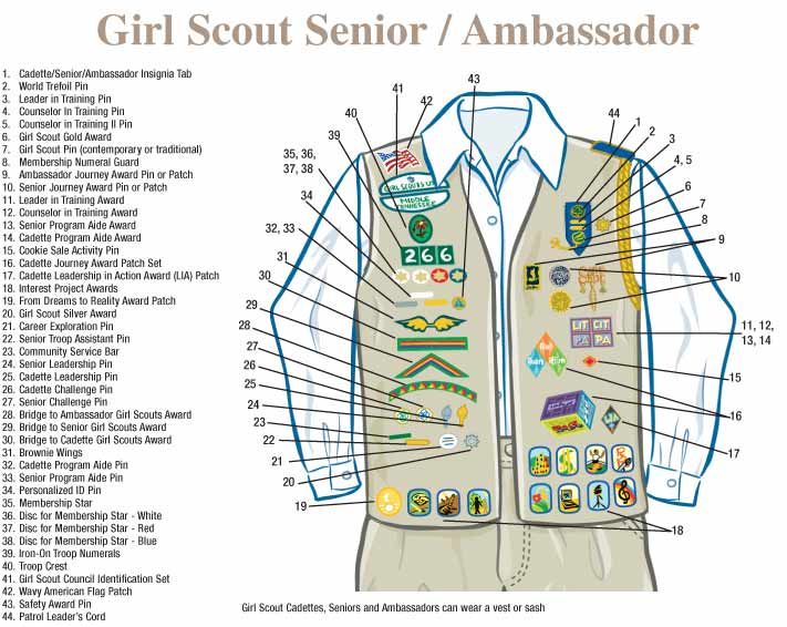 girl scout cadette uniform diagram