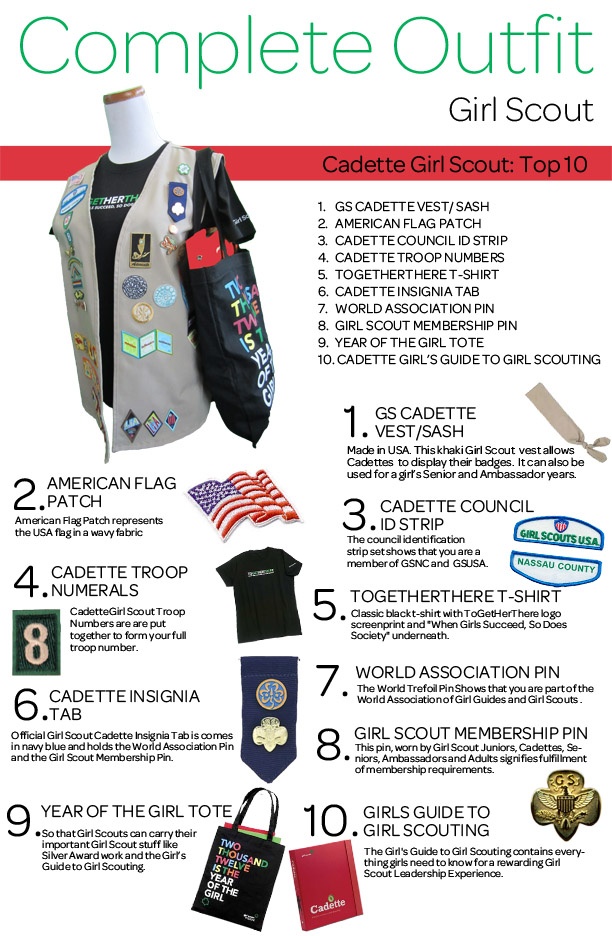 girl scout cadette uniform diagram