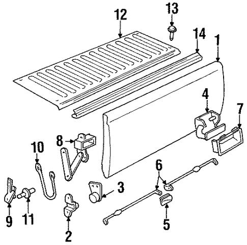 gmc sierra tailgate latch diagram