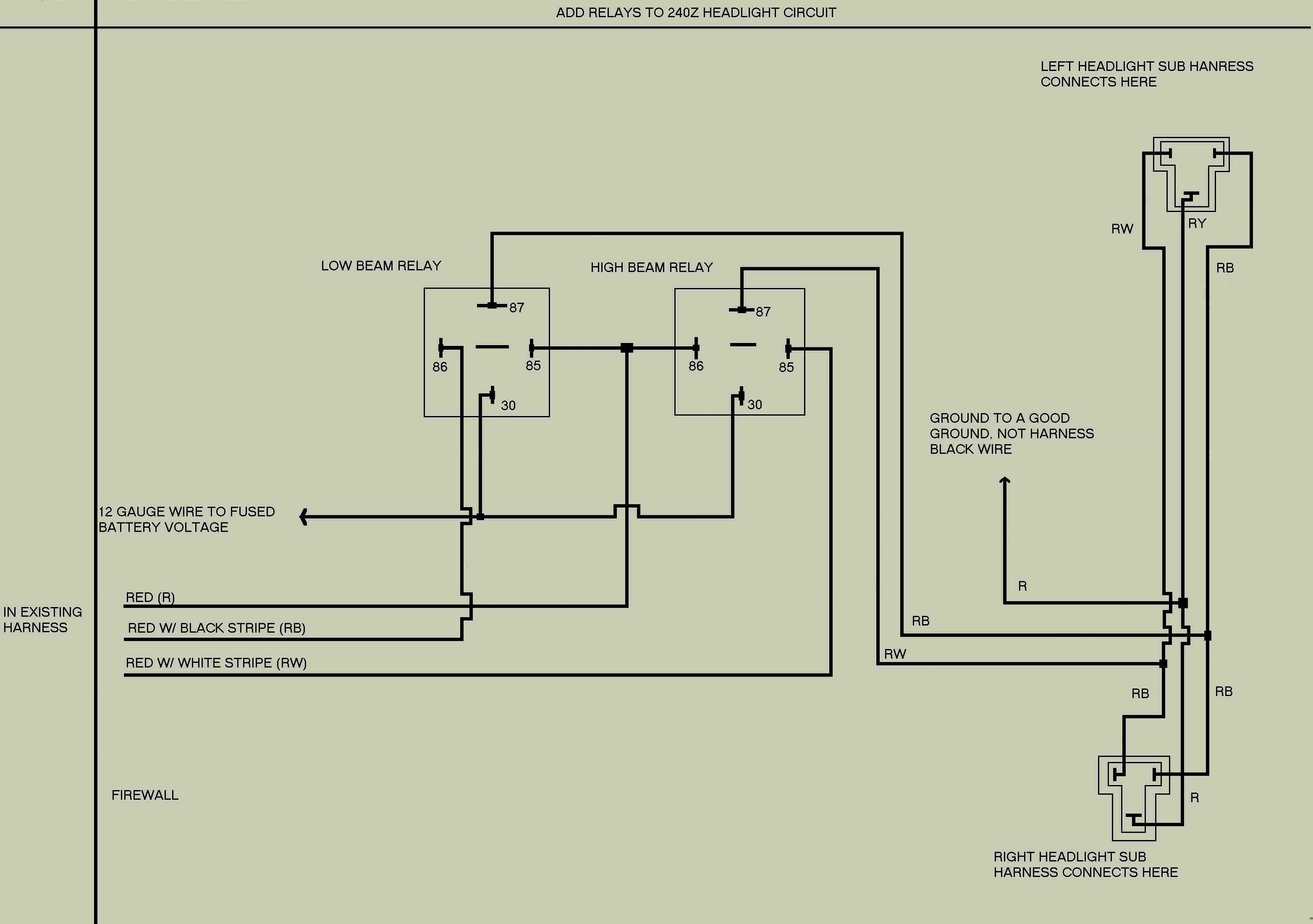 headlight wiring diagram 260z