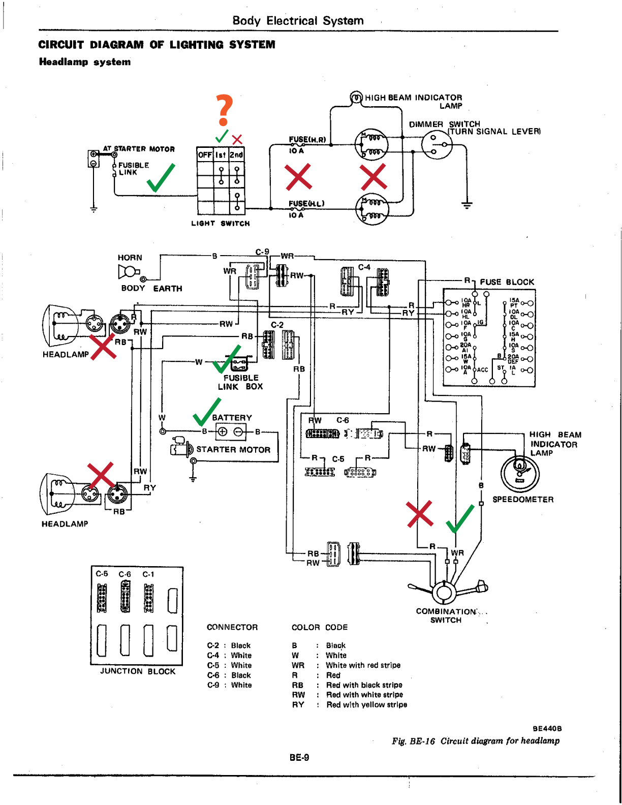headlight wiring diagram 260z