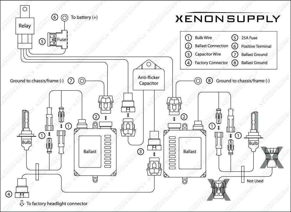 hid wiring diagram with relay and warning canceler