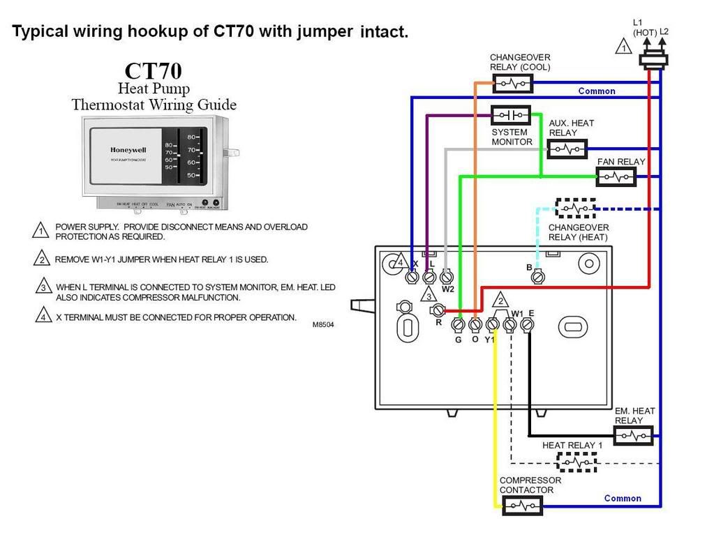 honeywell analog heatpump thermostat wiring diagram