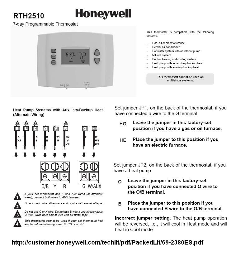 honeywell rth2510b wiring diagram