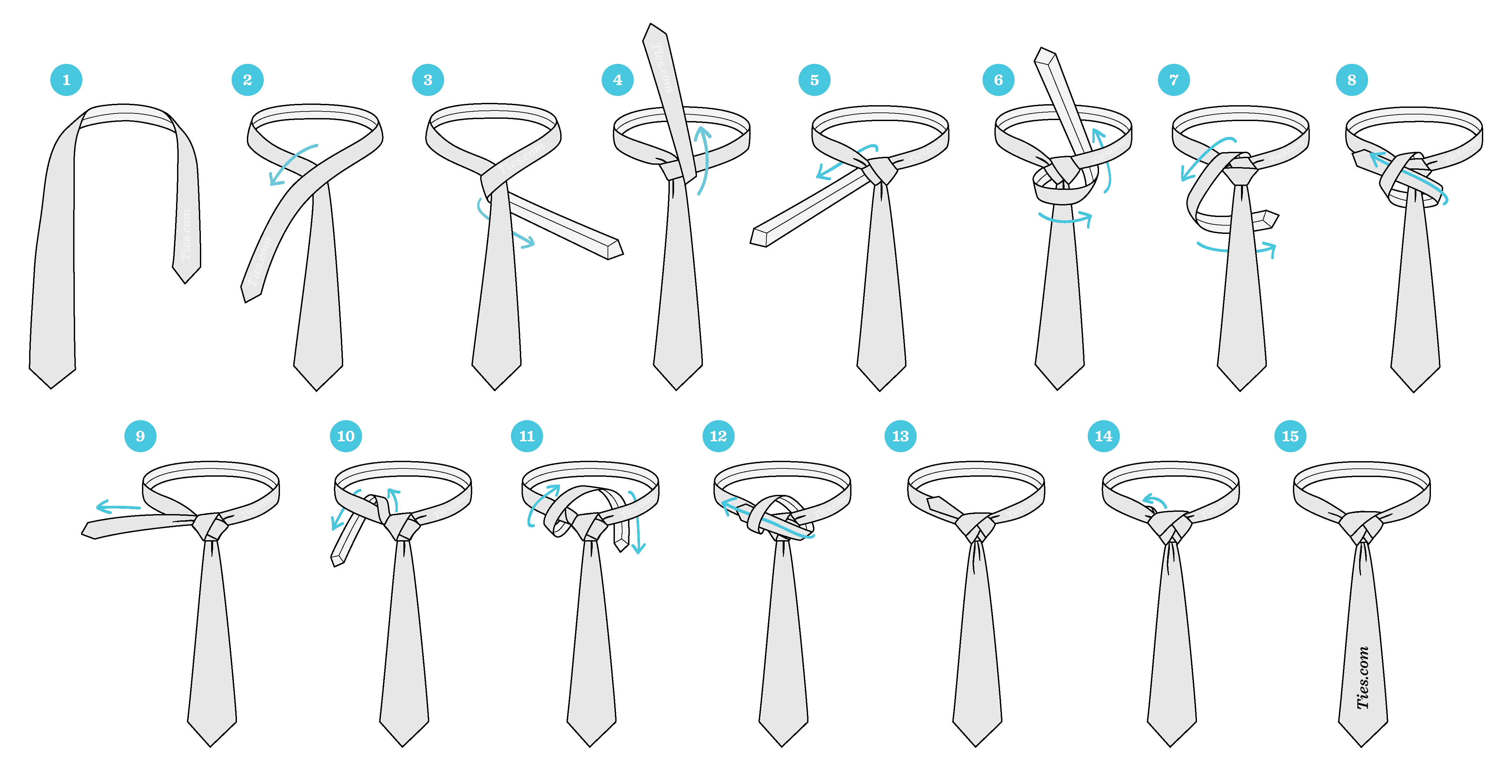 How To Tie A Double Windsor Knot Diagram