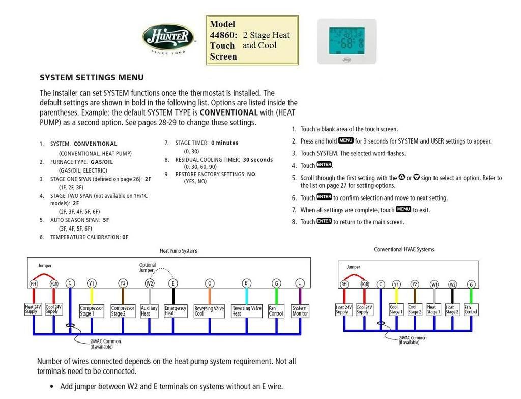 hunter 42122 thermostat wiring diagram