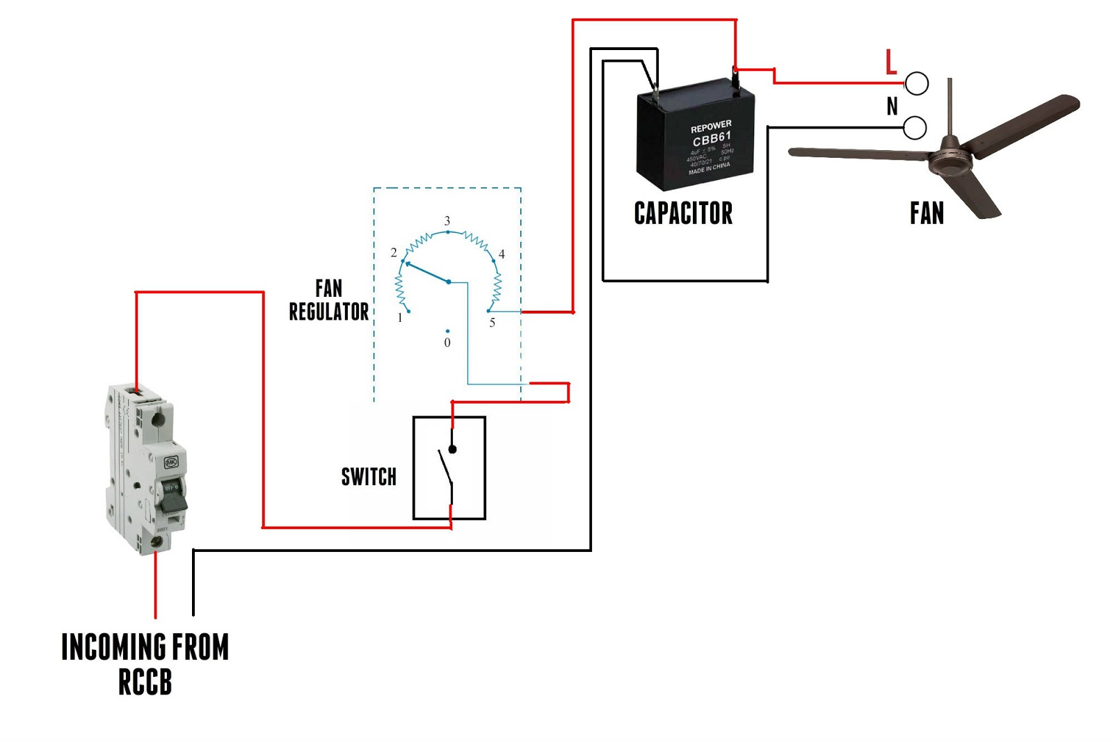 Ceiling Fan Wiring Diagram With Capacitor Connection - buzzinspire