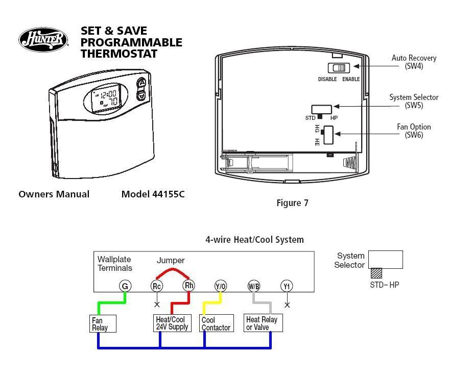 hunter thermostat 44155c wiring diagram
