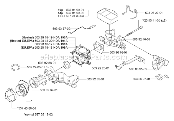 husqvarna 450 rancher parts diagram