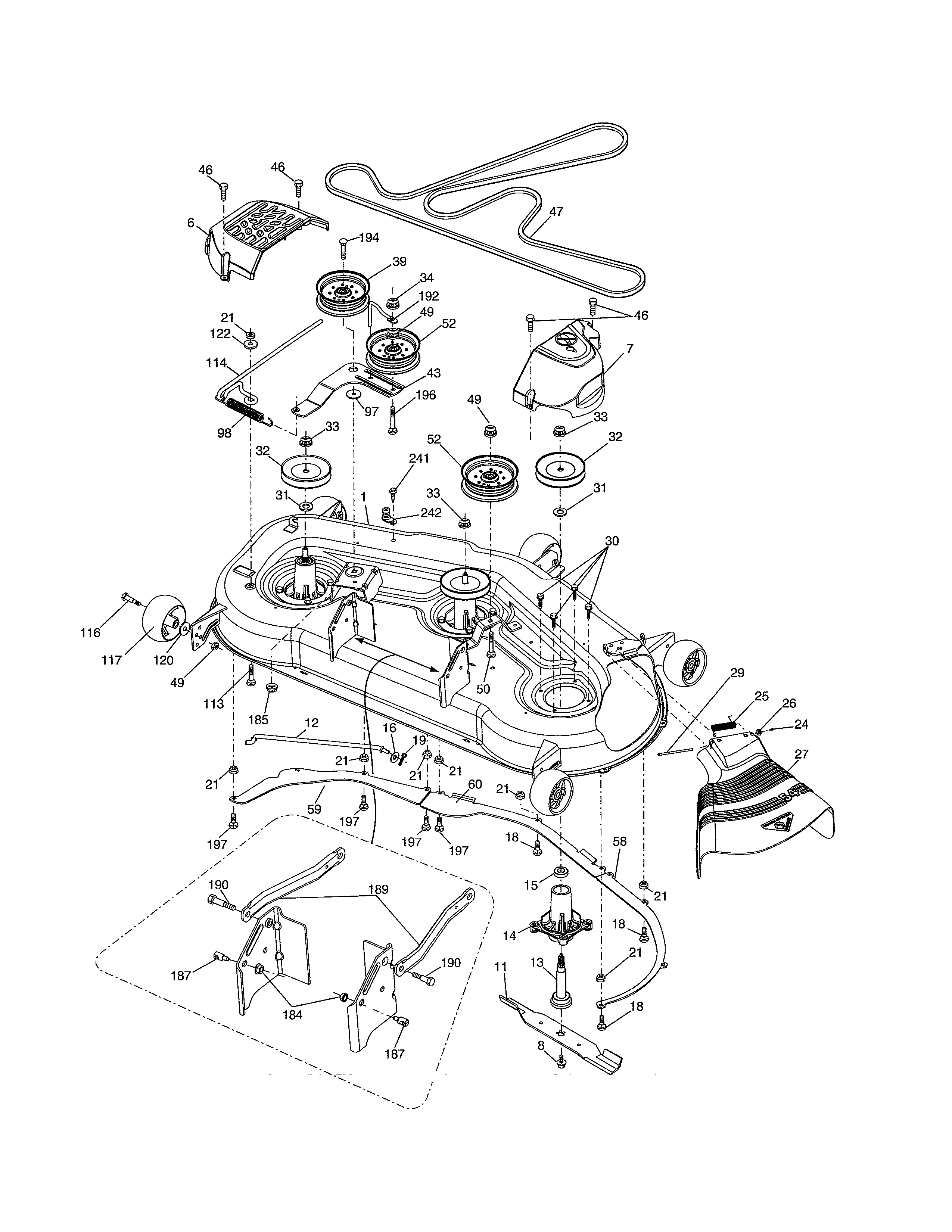 husqvarna lgt2654 deck belt diagram