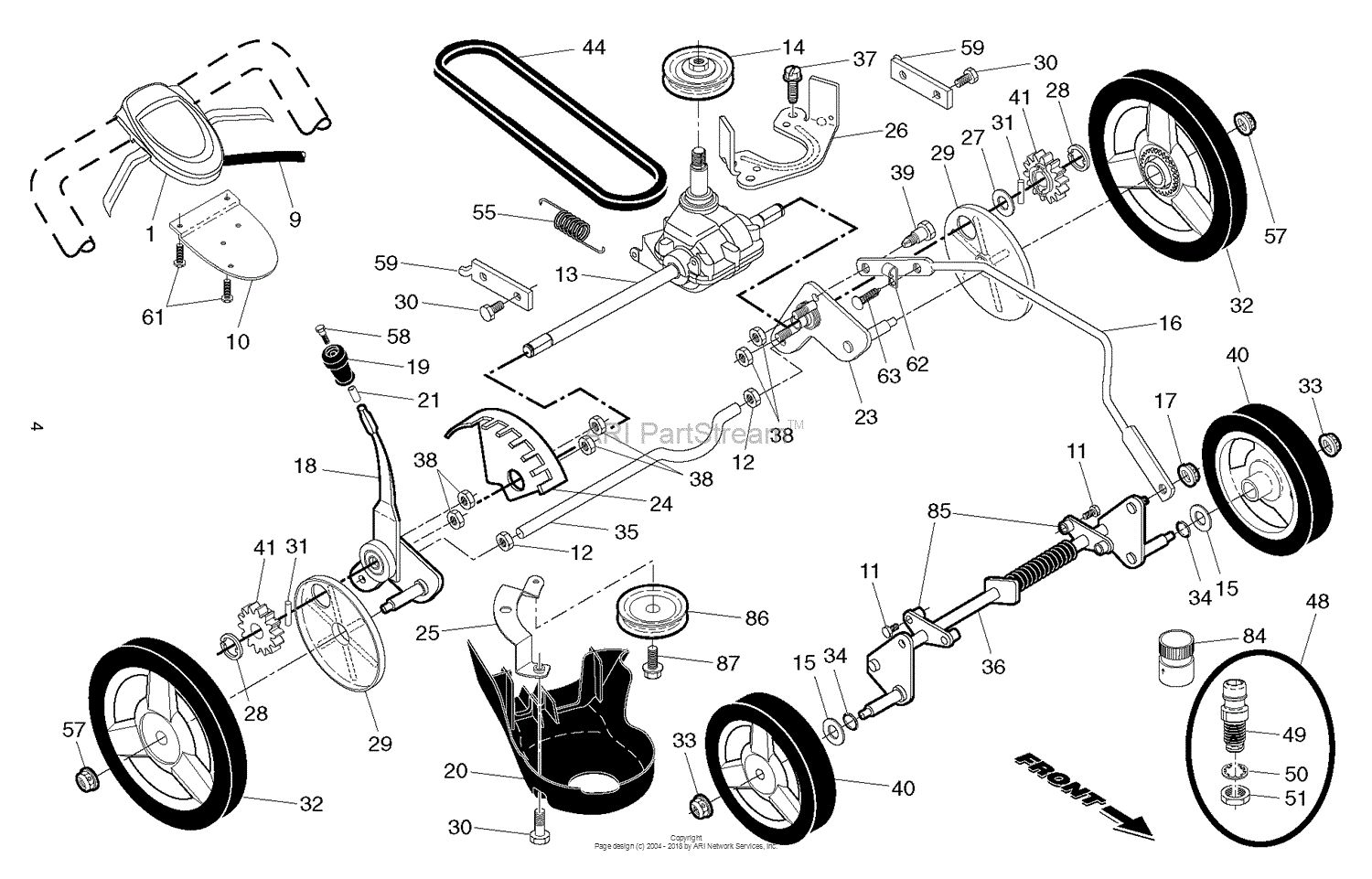 husqvarna rz5424 drive belt diagram