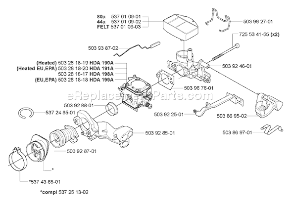 husqvarna t540xp parts diagram
