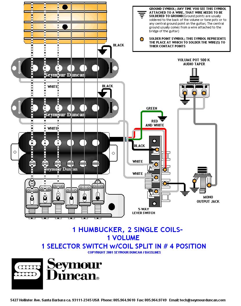 Hss Wiring Diagram Seymour Duncan / Guitar Wiring Diagrams 1 Humbucker