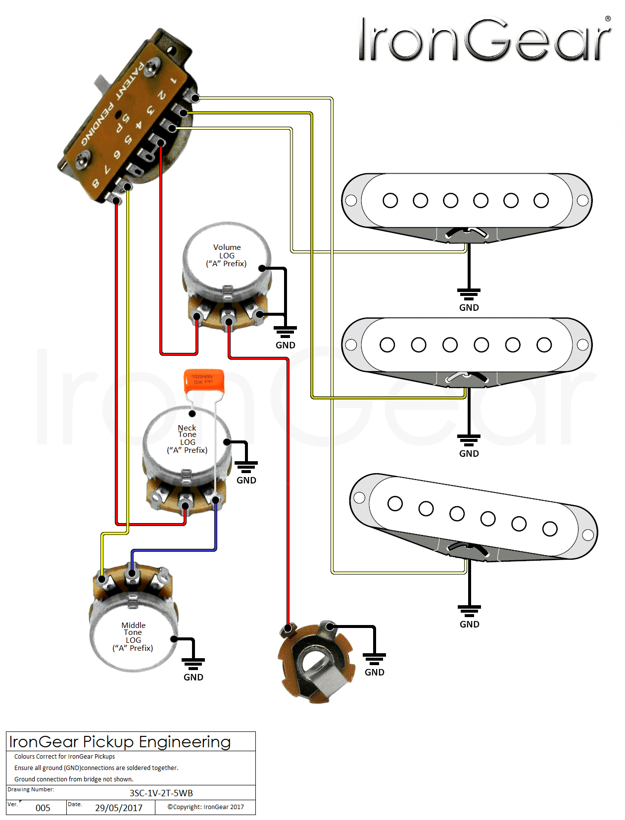 import 5 way switch wiring diagram for single coil at neck and 2 singles in series at bridge