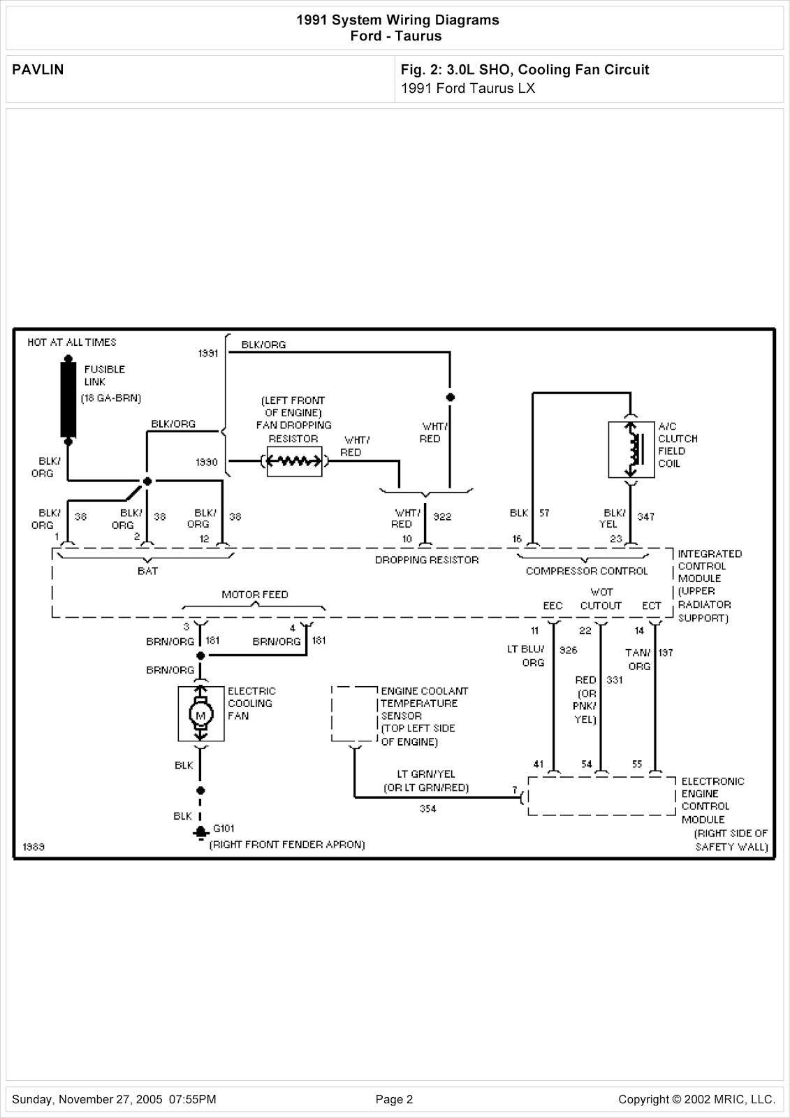 Integrated Control Panel Wiring Diagram 1996 Mercury Sable Ls