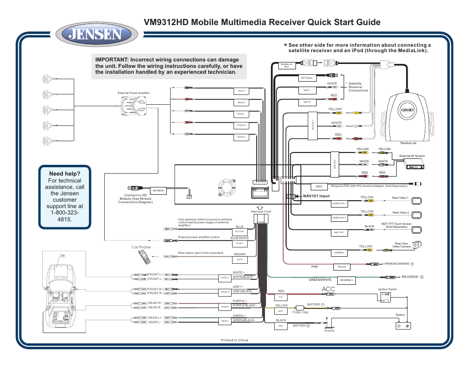 jensen vm9215bt wiring harness