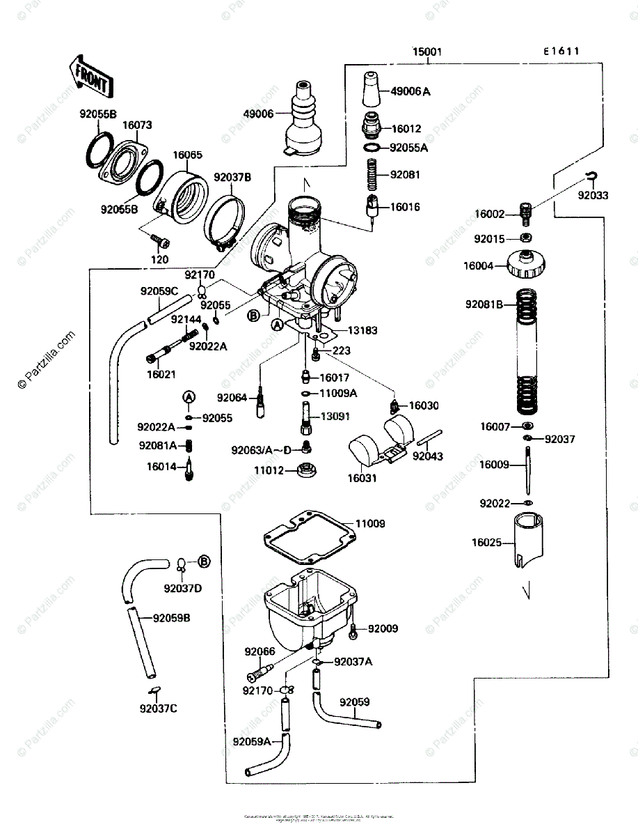 kawasaki bayou 220 carb diagram