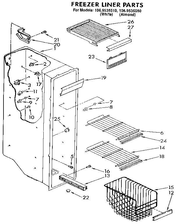 kenmore refrigerator 106.9535580 wiring diagram