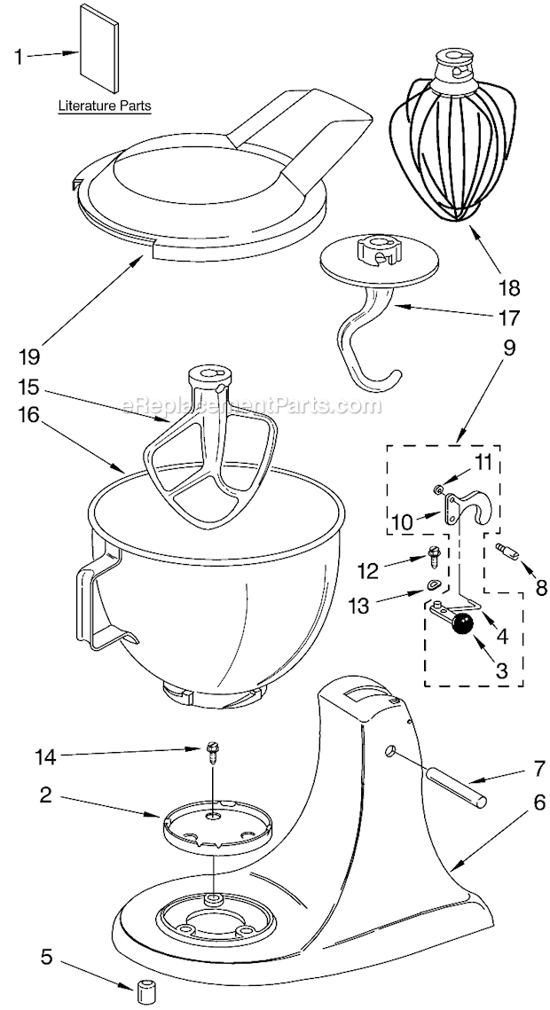 kitchenaid stand mixer parts diagram