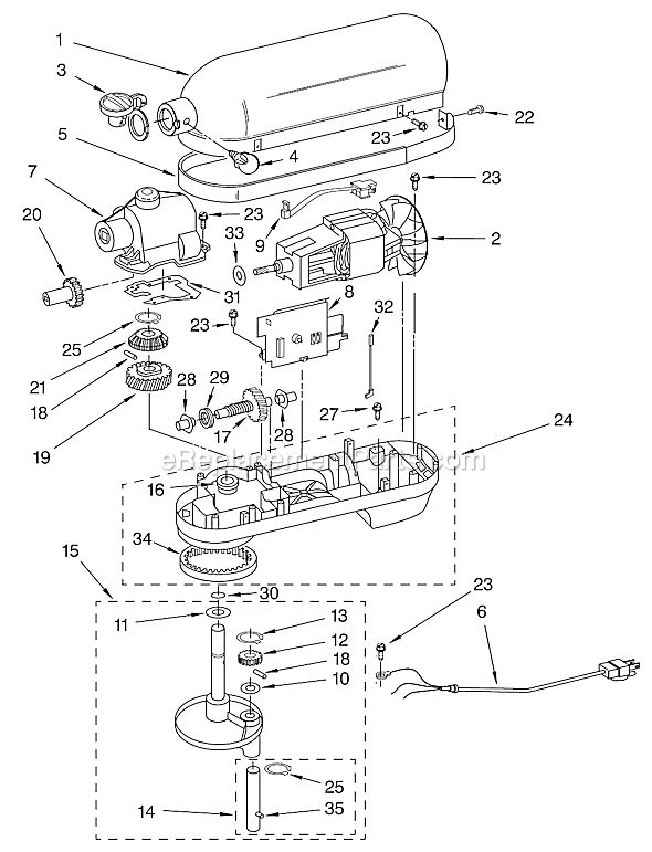 kitchenaid stand mixer parts diagram