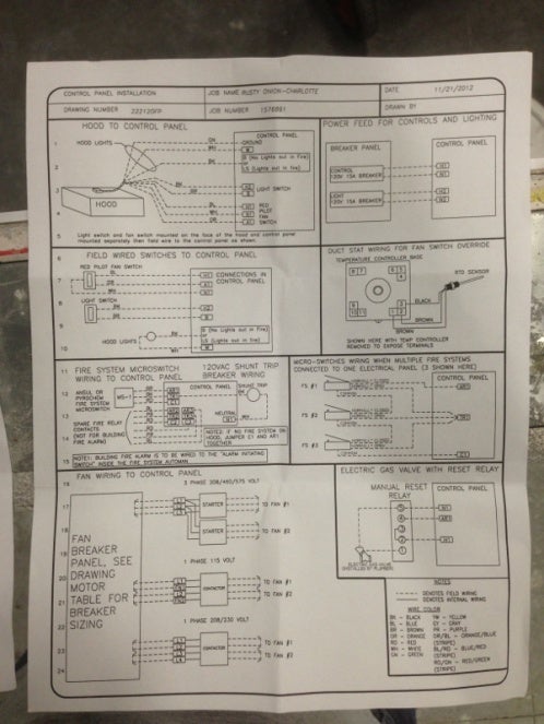 kitchenhood fire contol with ansul system wiring diagram
