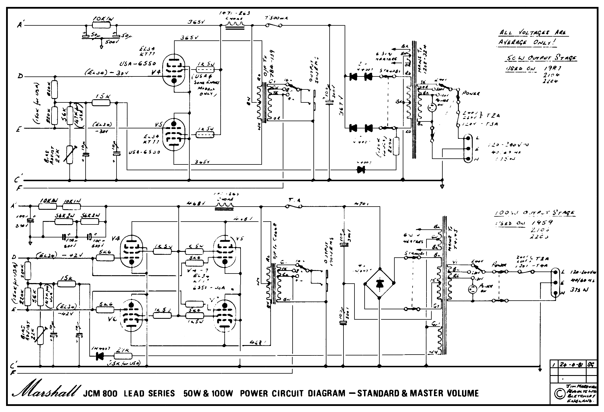 marshall jcm 800 2205 wiring diagram schematic