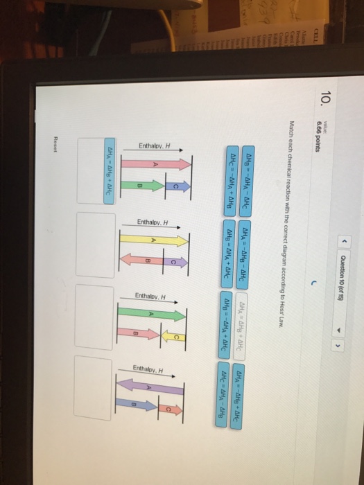 match each chemical reaction with the correct diagram according to hess law.