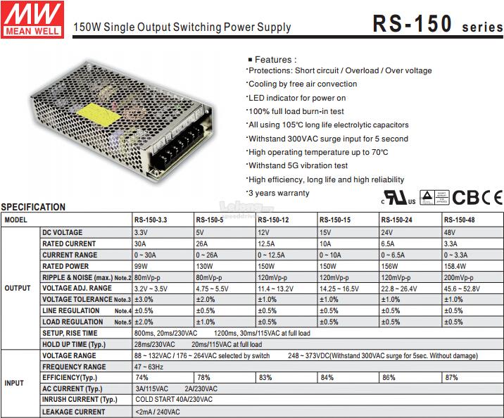meanwell rs-150-24 wiring diagram