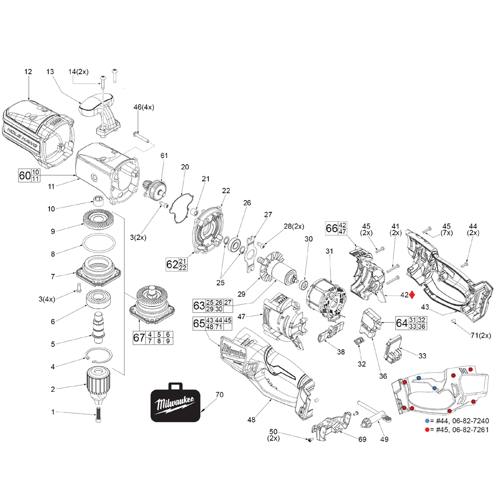 milwaukee hole hawg parts diagram