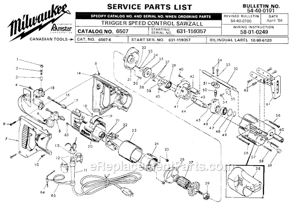 milwaukee sawzall parts diagram