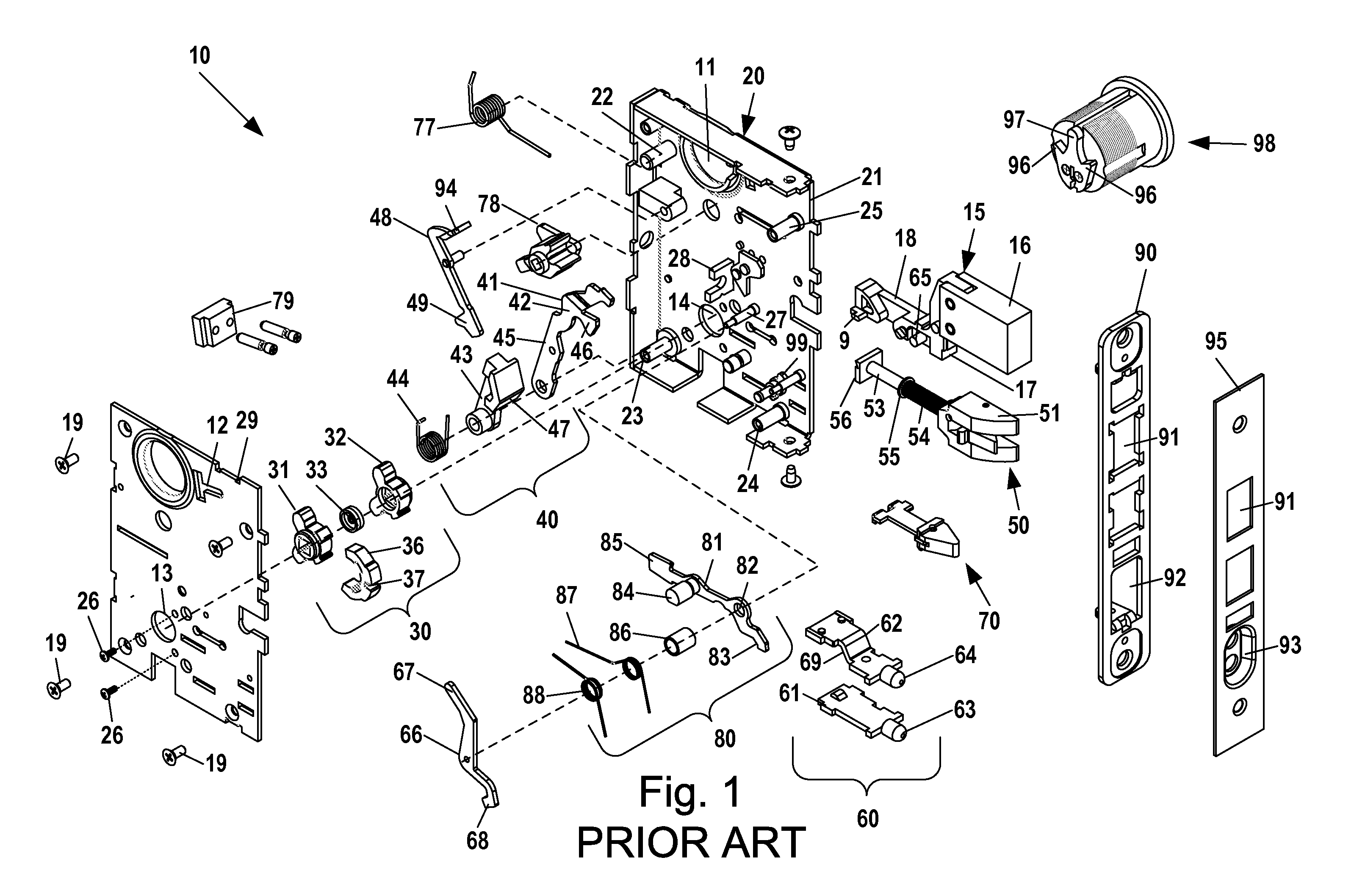 mortise lock parts diagram