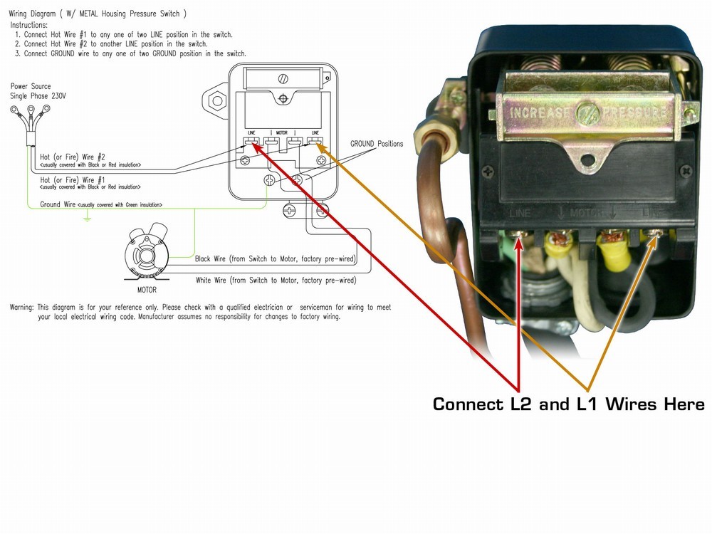 oilless air compressor single phase wiring diagram