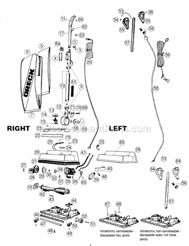 oreck vacuum parts diagram