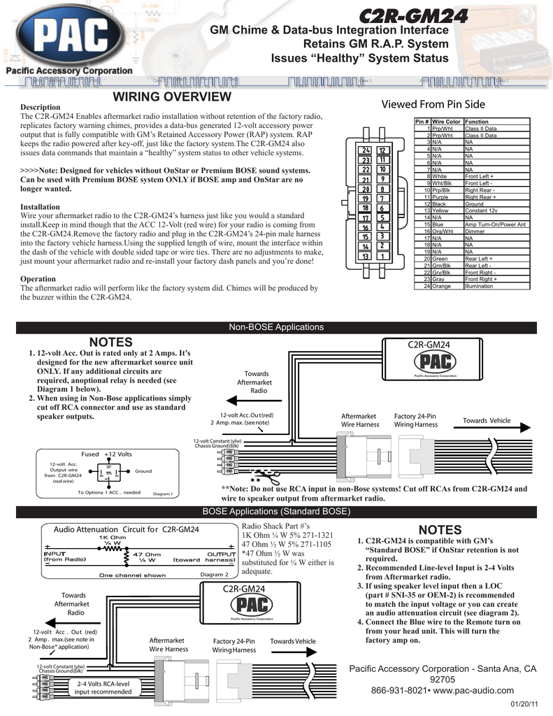 pac tato wiring interface