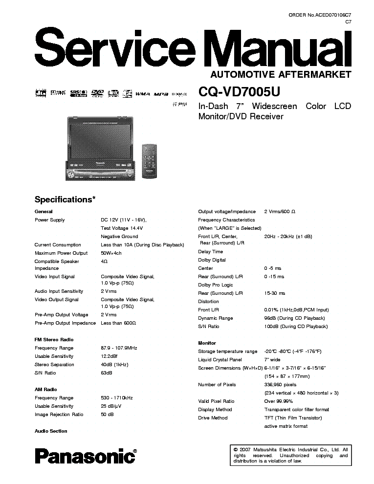 panasonic c7203u wiring diagram