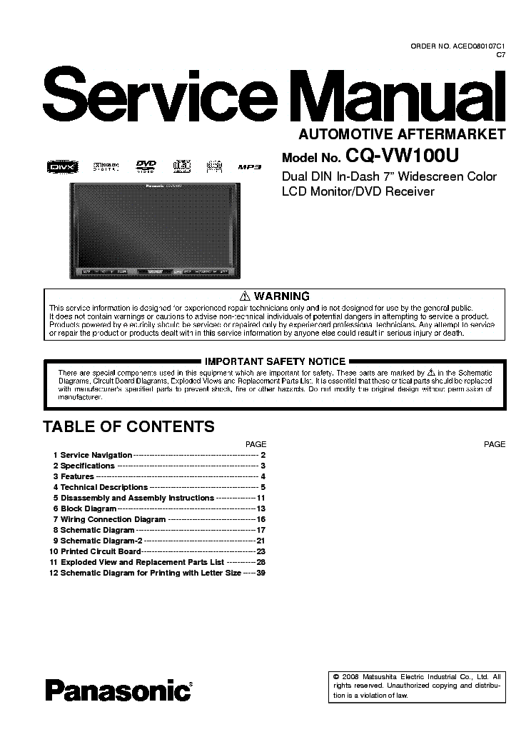 panasonic cq vd7005u wiring diagram