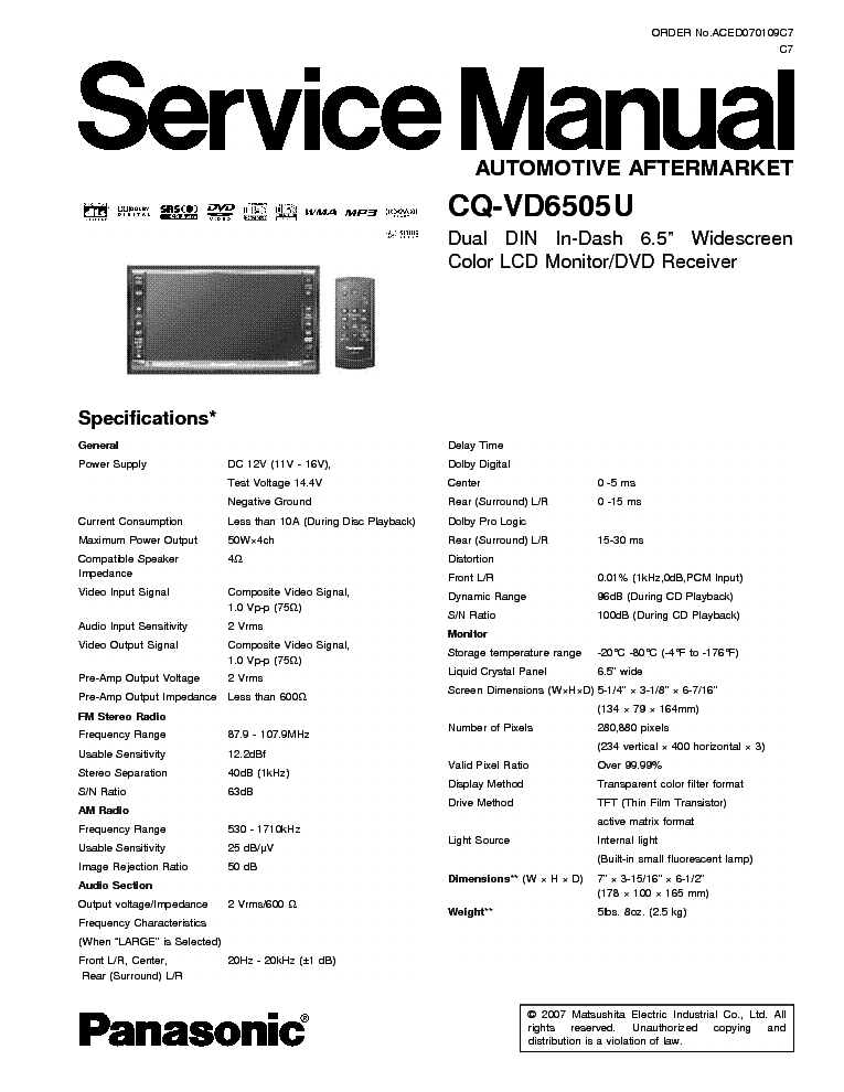 Panasonic Cq Vw100u Wiring Diagram