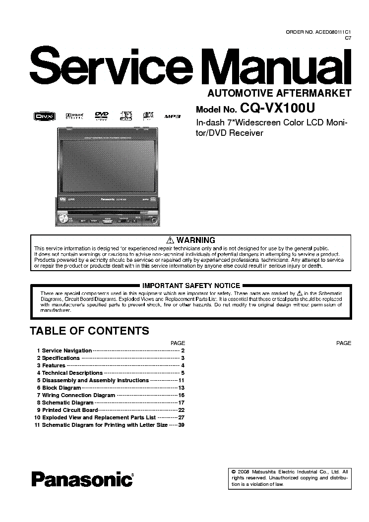 panasonic udqt36el3 wiring diagram