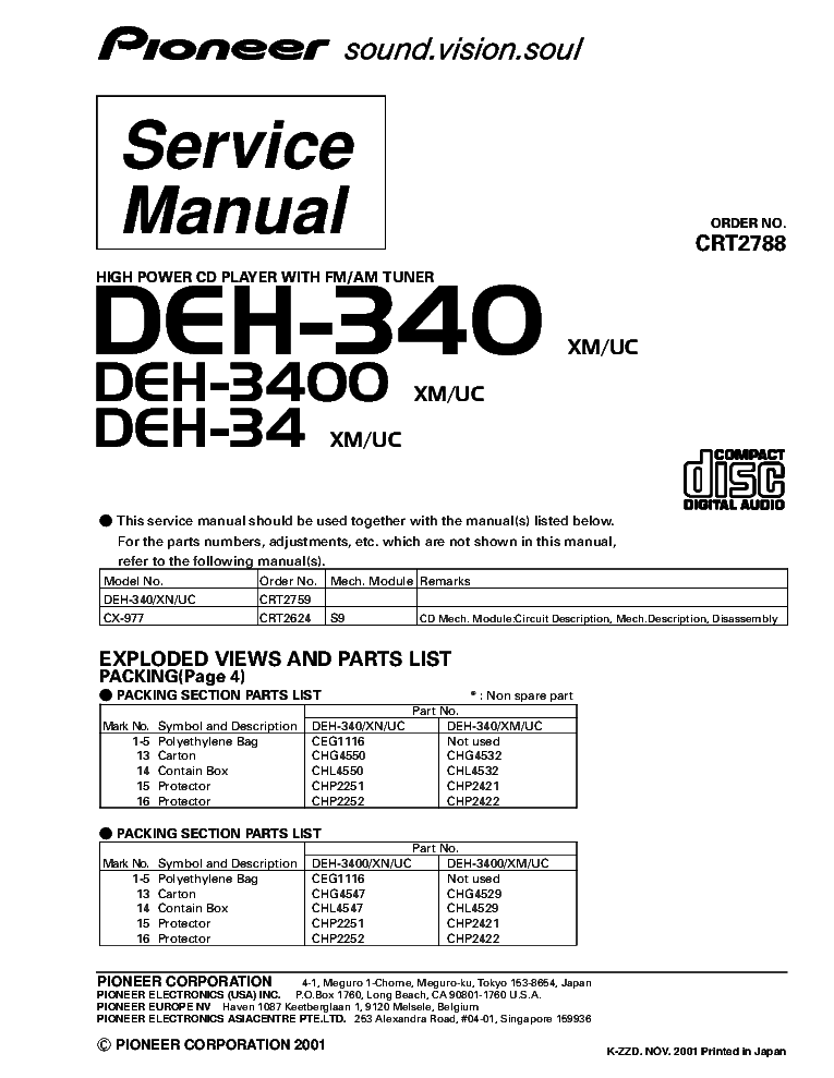 pioneer deh-225 wiring diagram manual