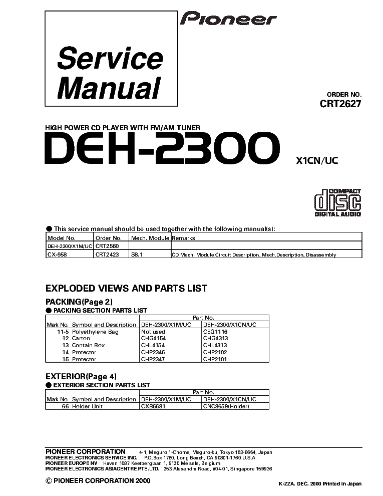 pioneer deh-44hd wiring diagram