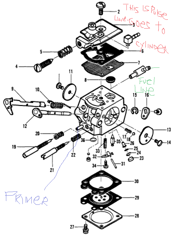 poulan chainsaw carburetor fuel line diagram