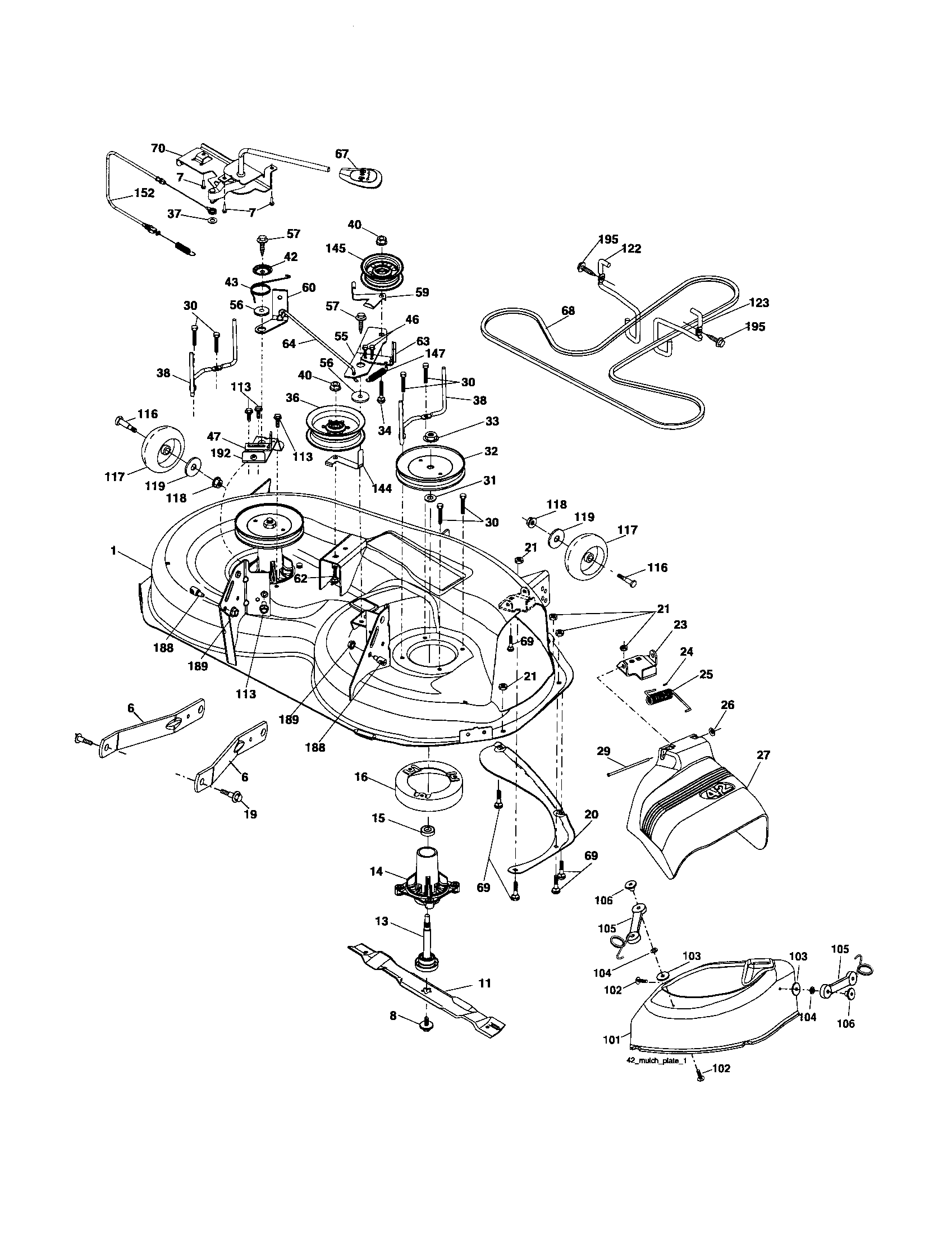 poulan pro riding mower drive belt diagram