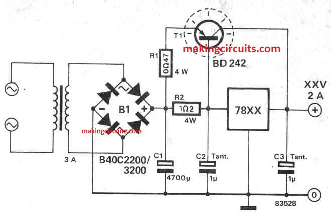 power supply circuit diagram using 7805 and 7812