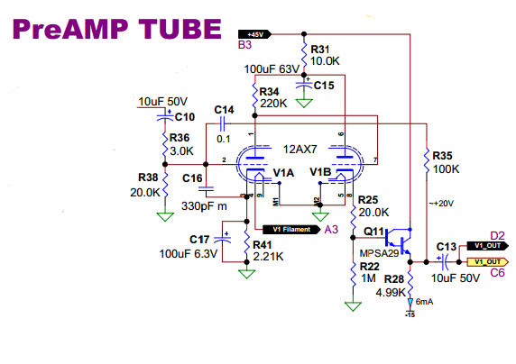 preamp tube wiring diagram v1a vs v1b