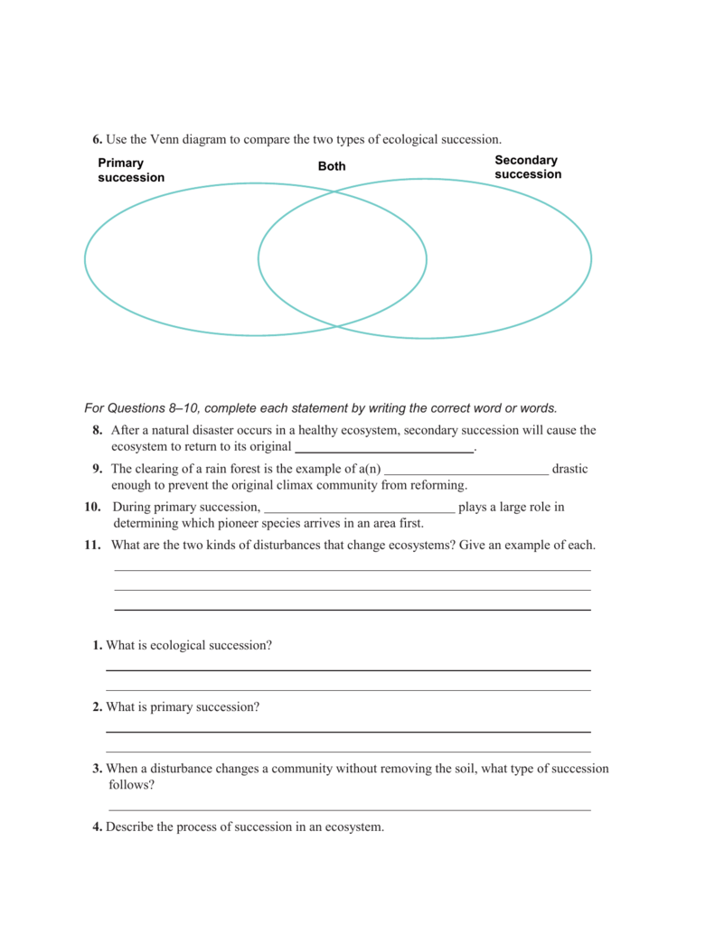 primary succession vs secondary succession venn diagram